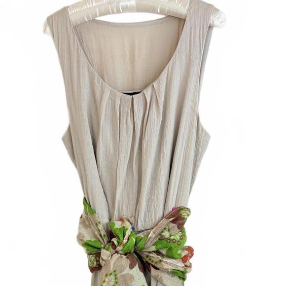 AGB Dresses & Skirts - AGB Women’s 16 Beige Sleeveless Hi-Low Tiered Skirt Pleated Neck